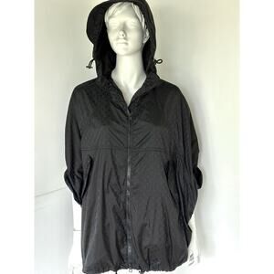Louis Vuitton Authenticated Windbreaker Poncho Black Monogram Logo Jacket Nylon